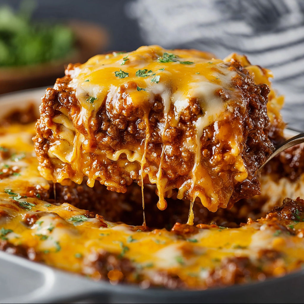 A plate of sloppy joe casserole with a manwich recipe.
