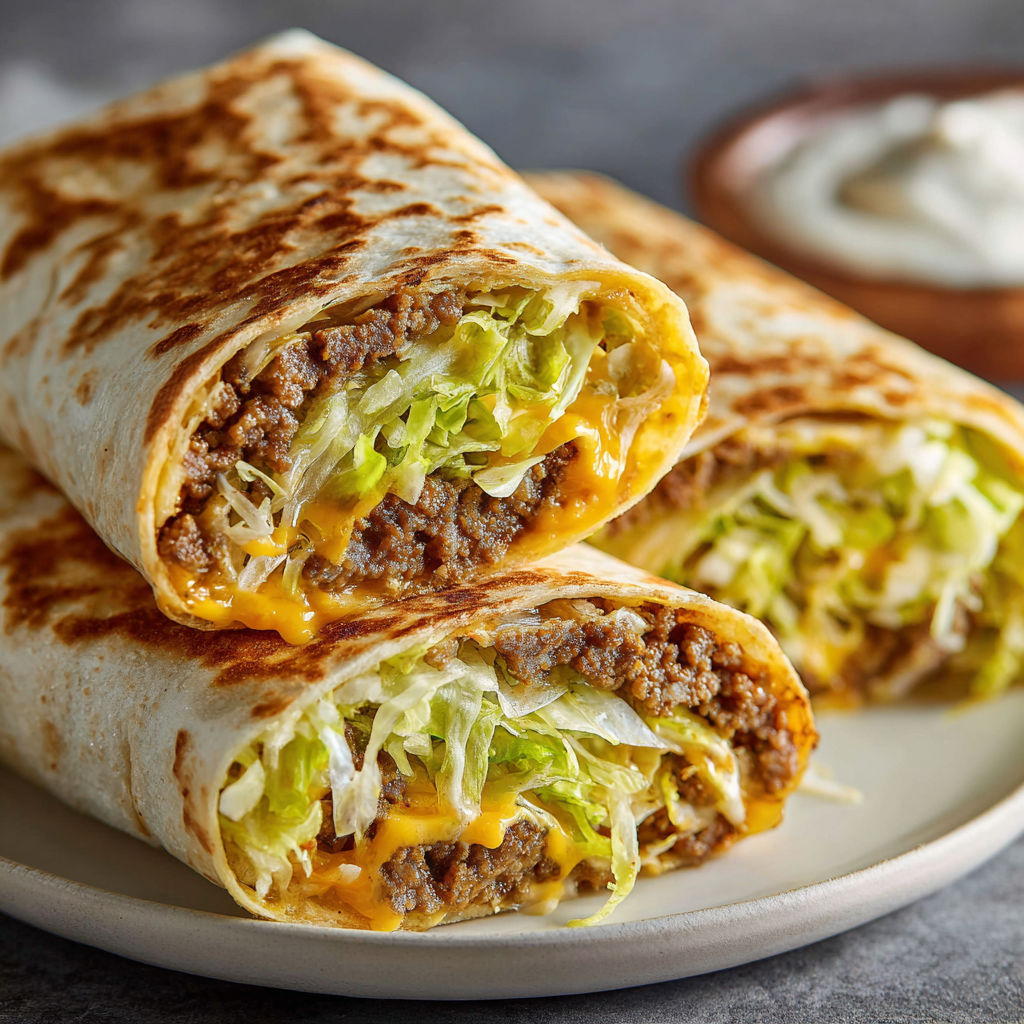A burrito with lettuce and cheese.