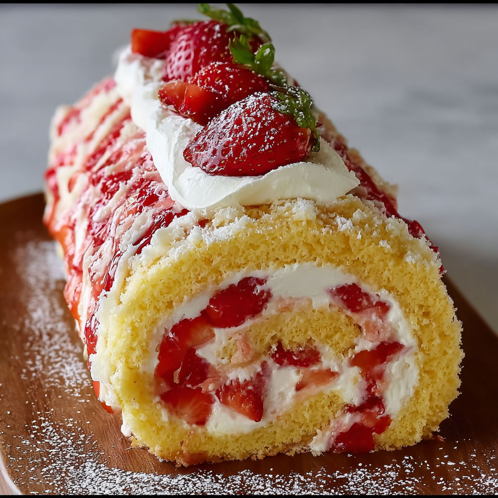 A cake with white frosting and strawberries on top.