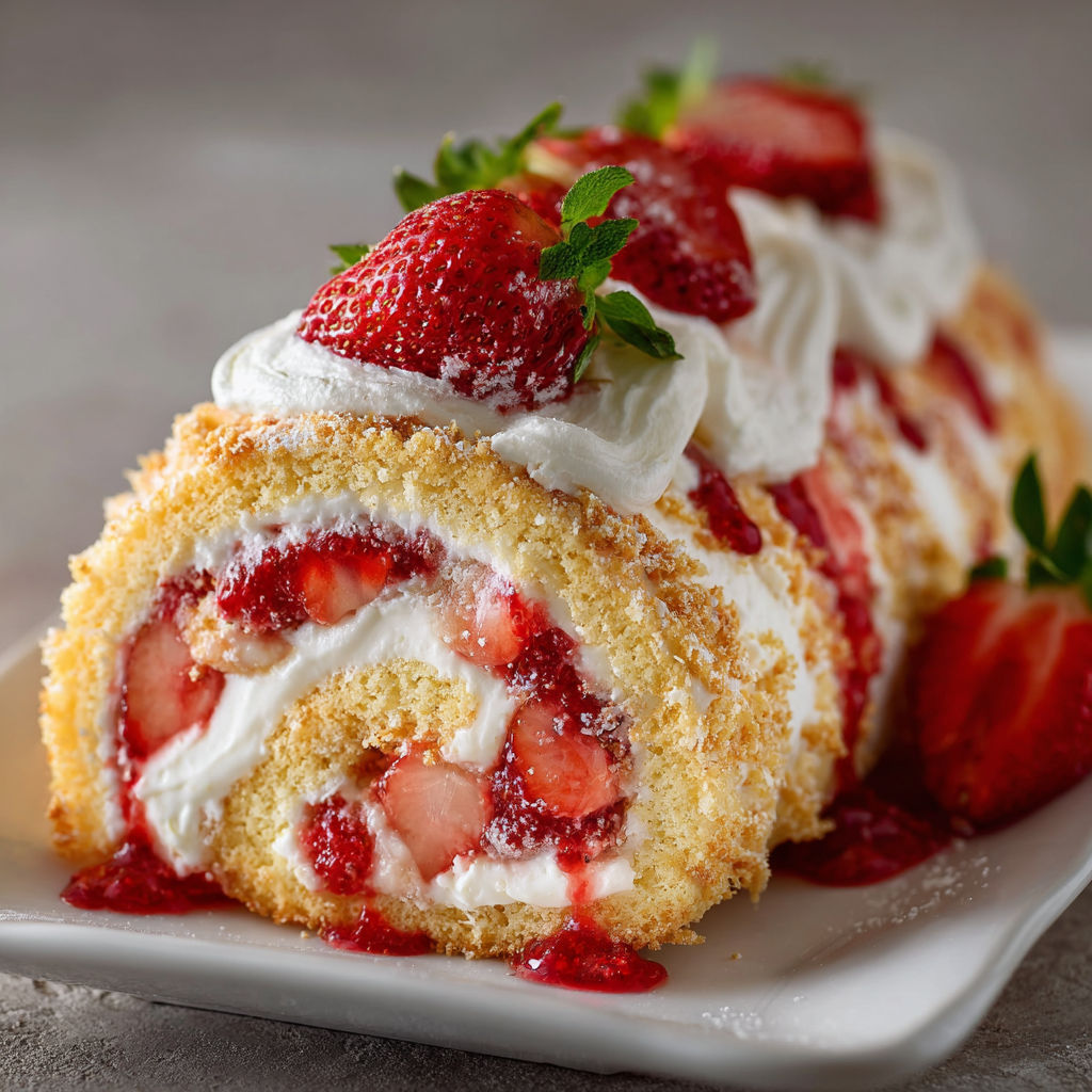 A cake with strawberries and whipped cream on top.