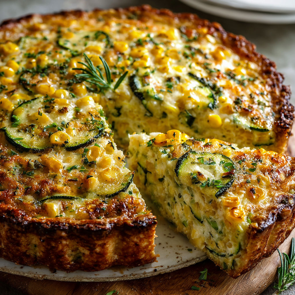 A slice of zucchini quiche.