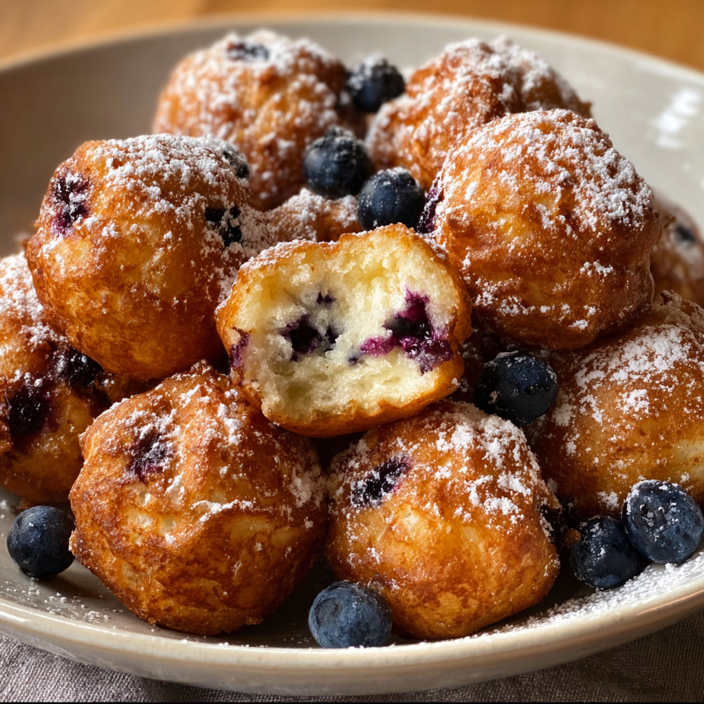 A plate of pastries with blueberries on top.