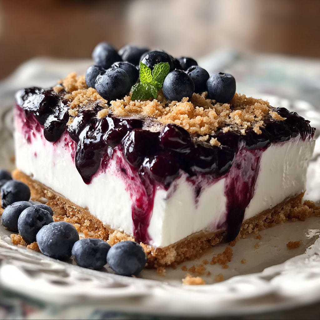 A slice of blueberry delicious dessert.