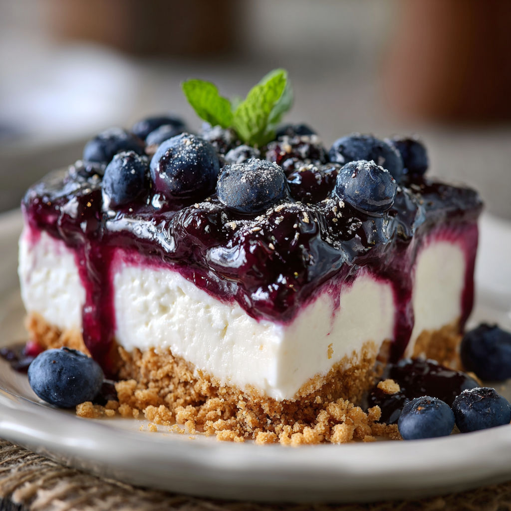 A slice of blueberry delicious dessert.