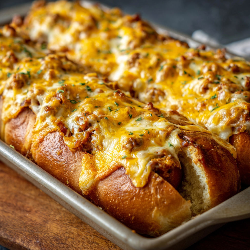 A baked chili cheese dog.