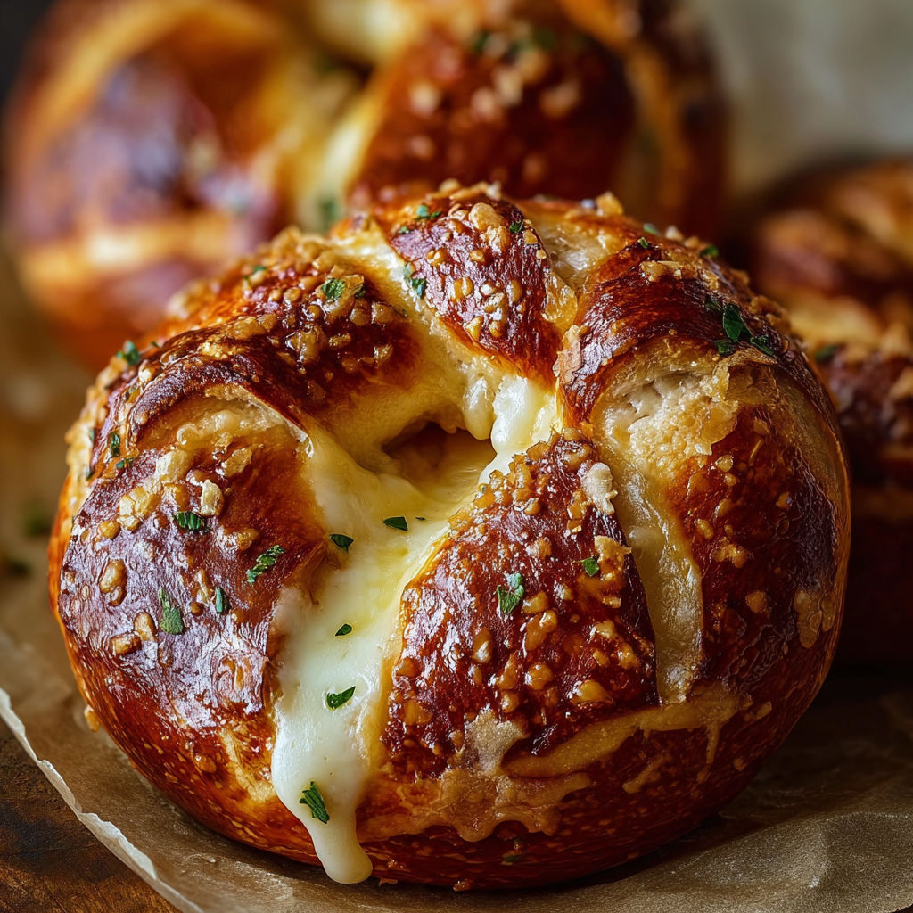 A close up of a cheese covered pretzel.