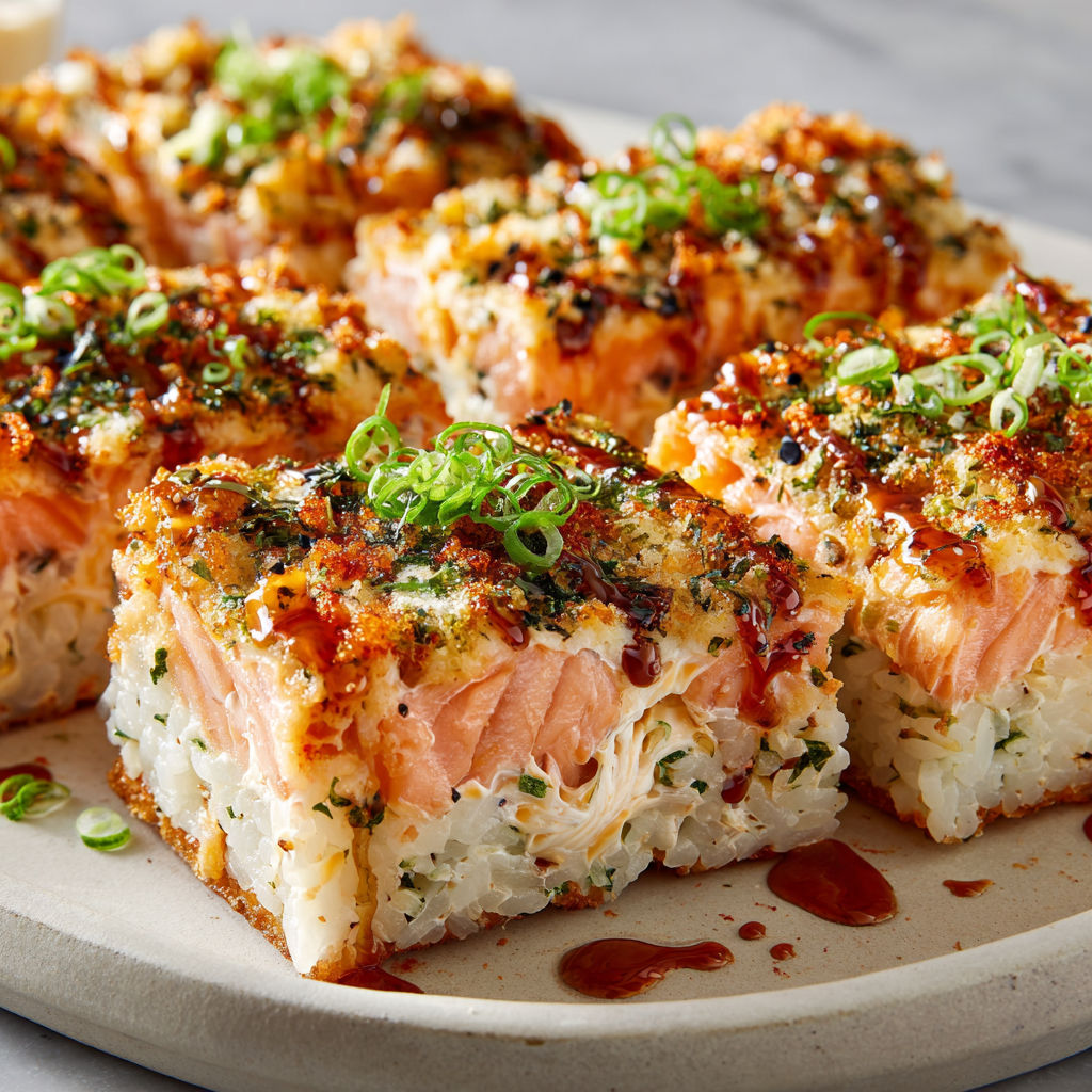 A plate of sushi with sauce on it.
