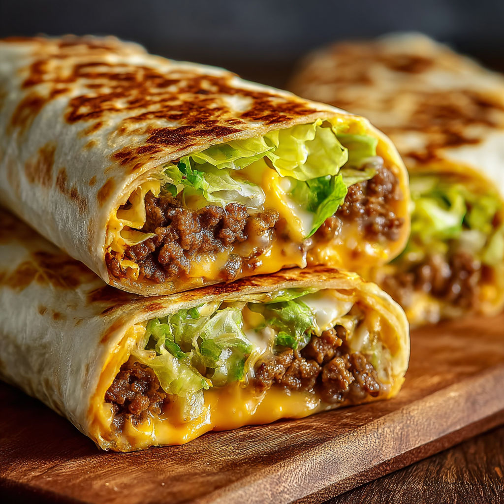 A homemade big mac wrap with lettuce and cheese.