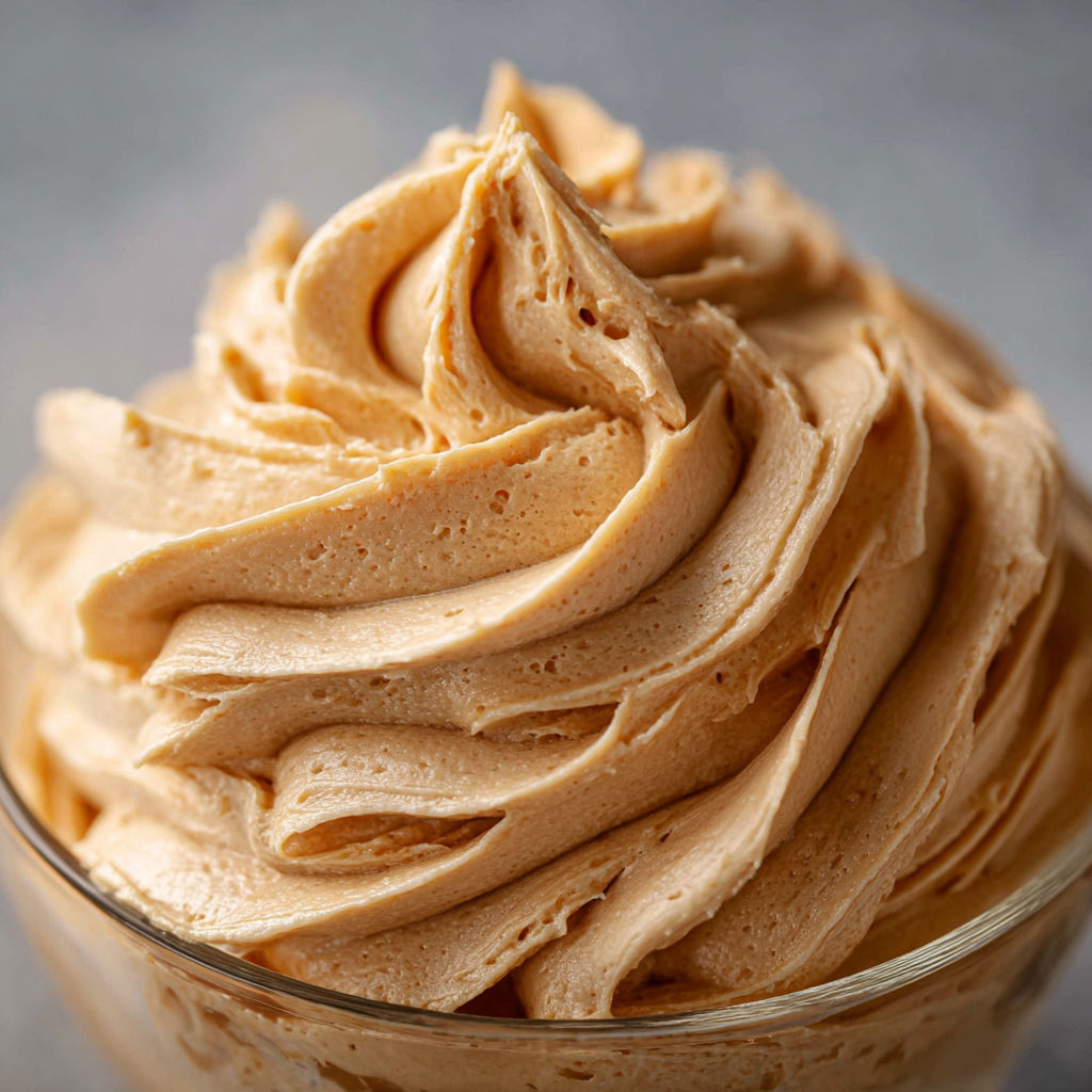 A close up of a creamy dessert in a glass.