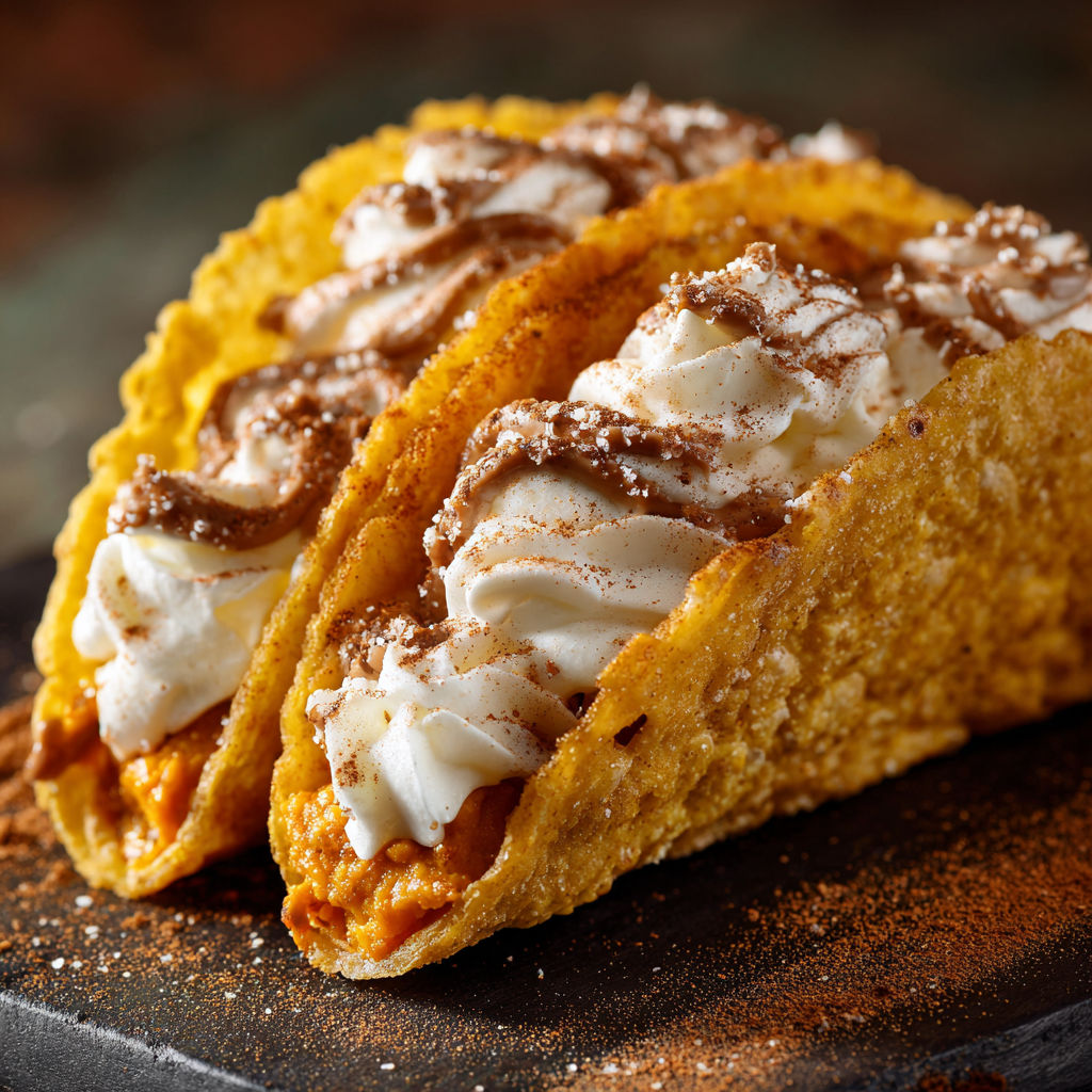 A taco with pumpkin pie filling.