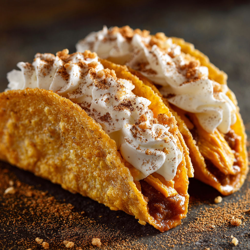 A taco with white whipped cream on top.