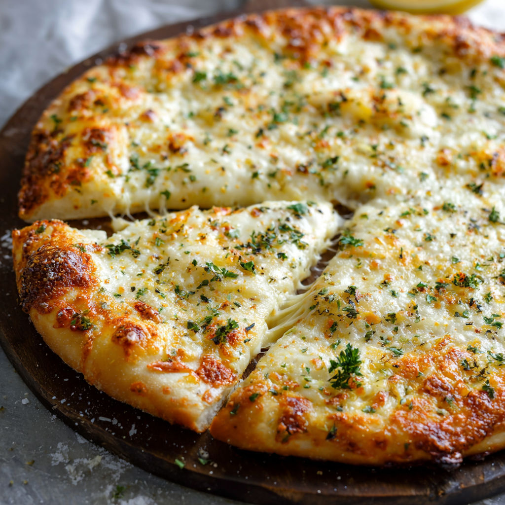 A slice of pizza with cheese and herbs on top.