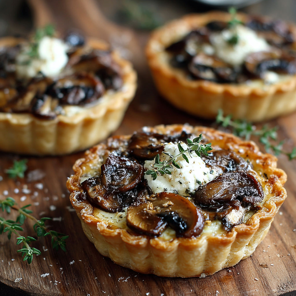 A close up of a pie with mushrooms and cheese.
