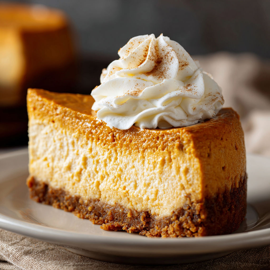 A slice of cheesecake with whipped cream on top.