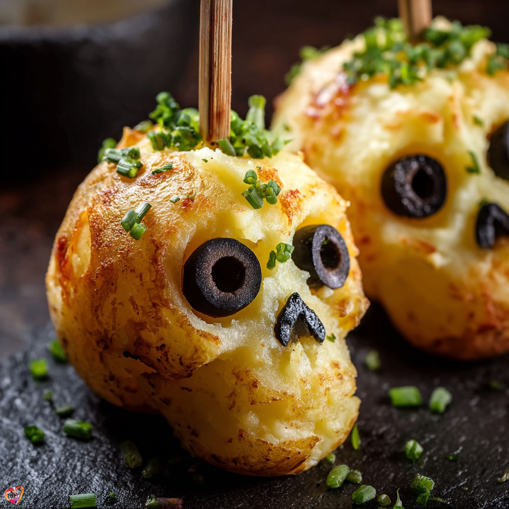 Two potatoes with eyes and a mouth.