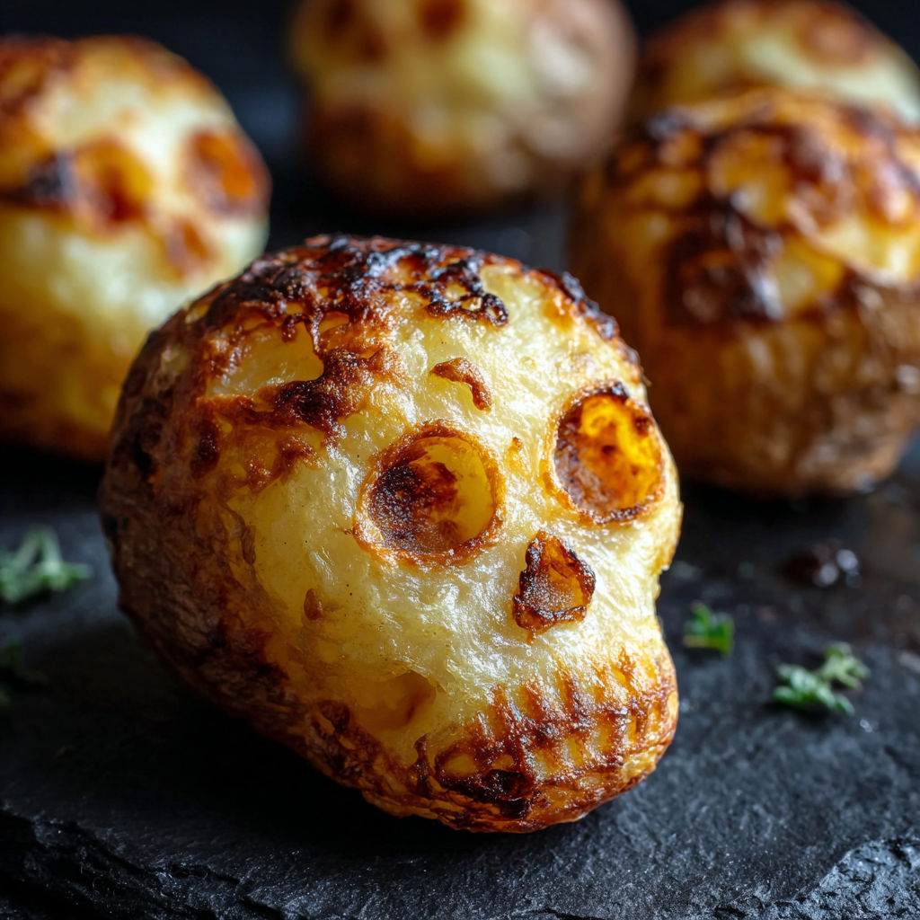 A skull made of potatoes.