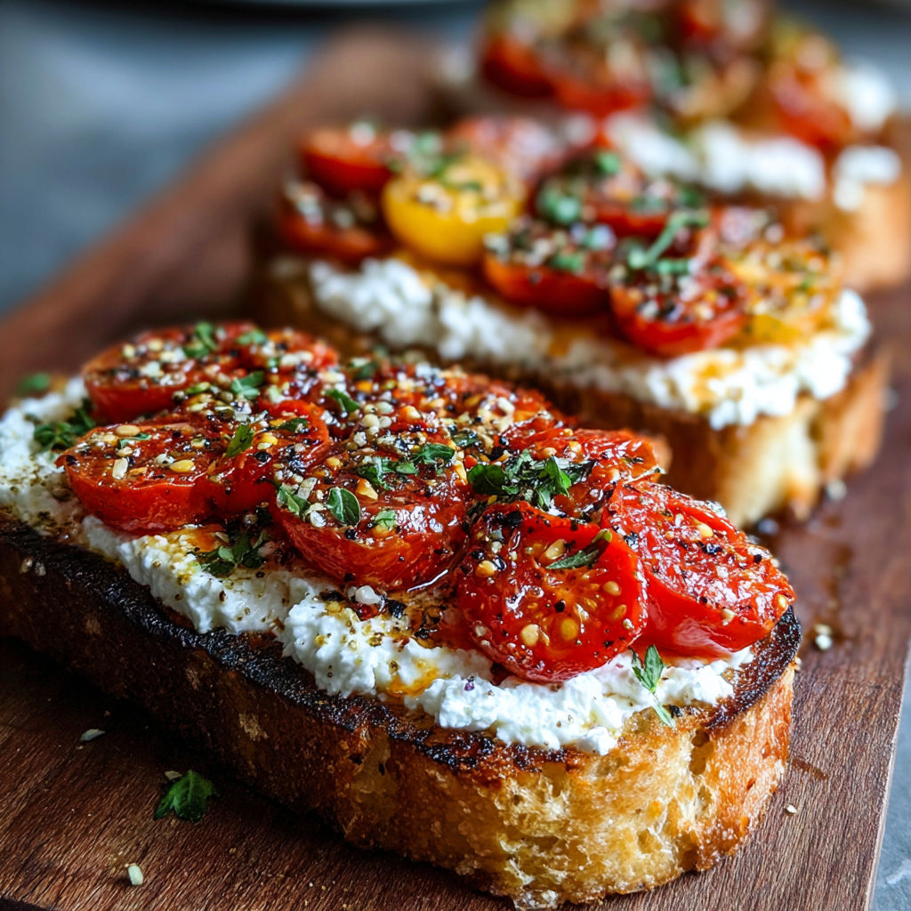 A slice of toast with tomatoes and cheese.