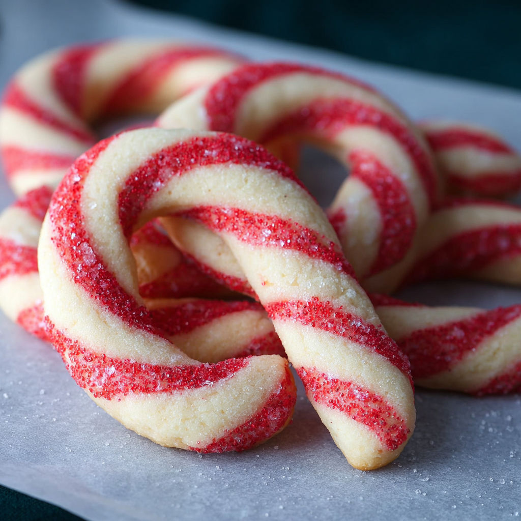 A red and white striped cookie.