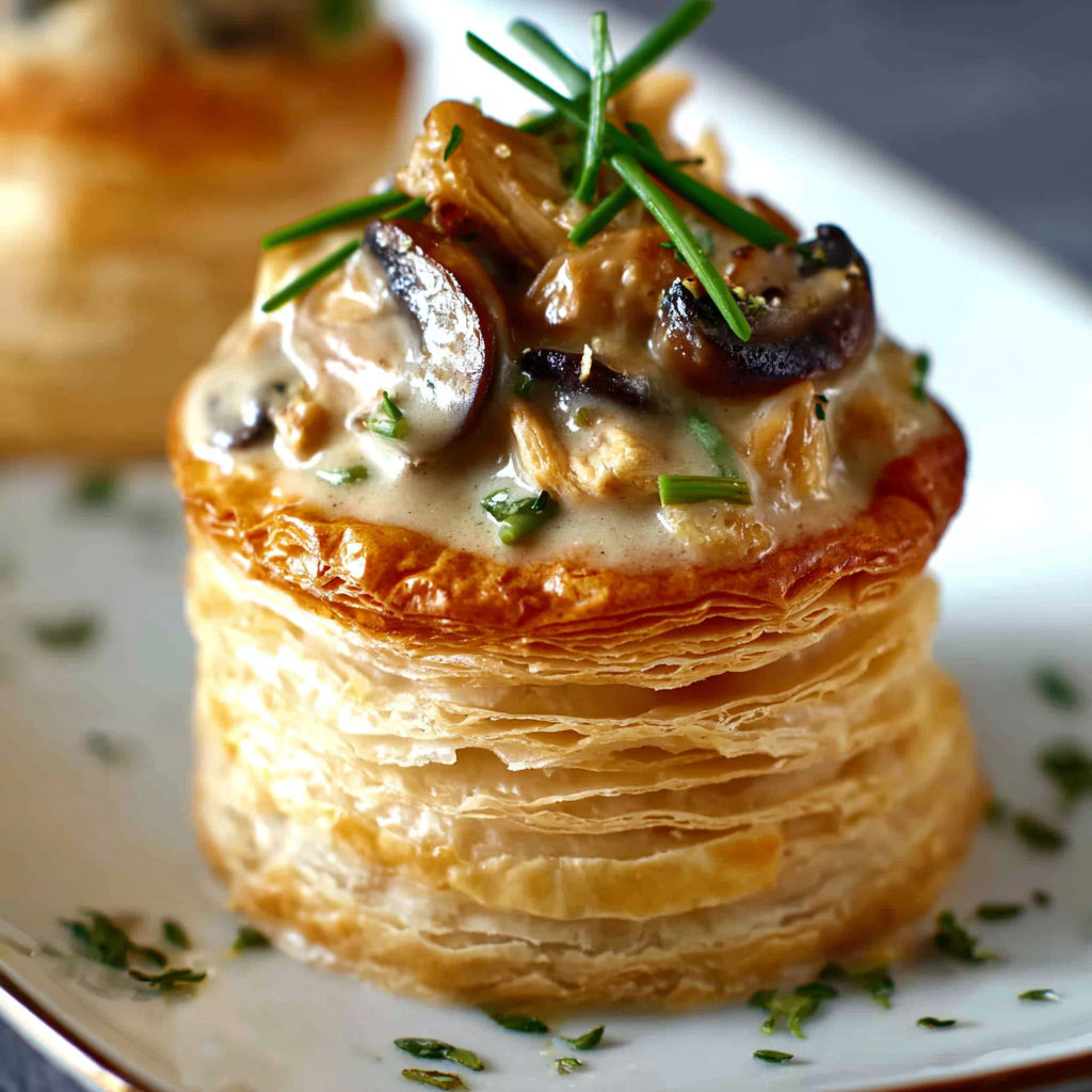 A chicken and mushroom vol au vent.