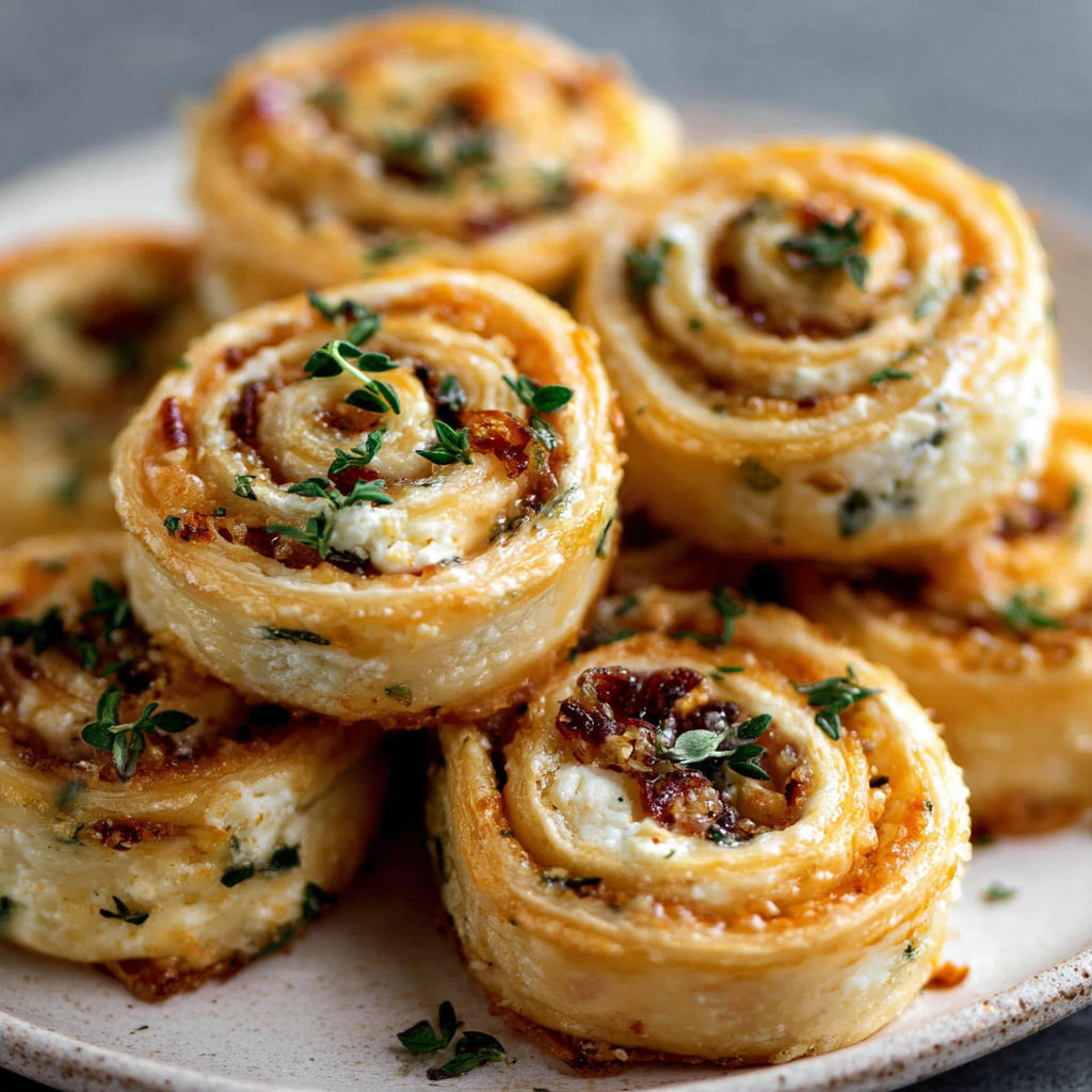 A plate of food with a pinwheel shaped pastry.