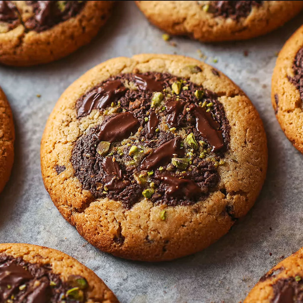 A close up of a chocolate cookie with almonds.