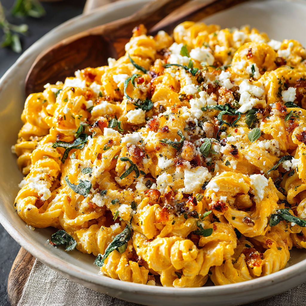 A bowl of pasta with cheese and bacon.