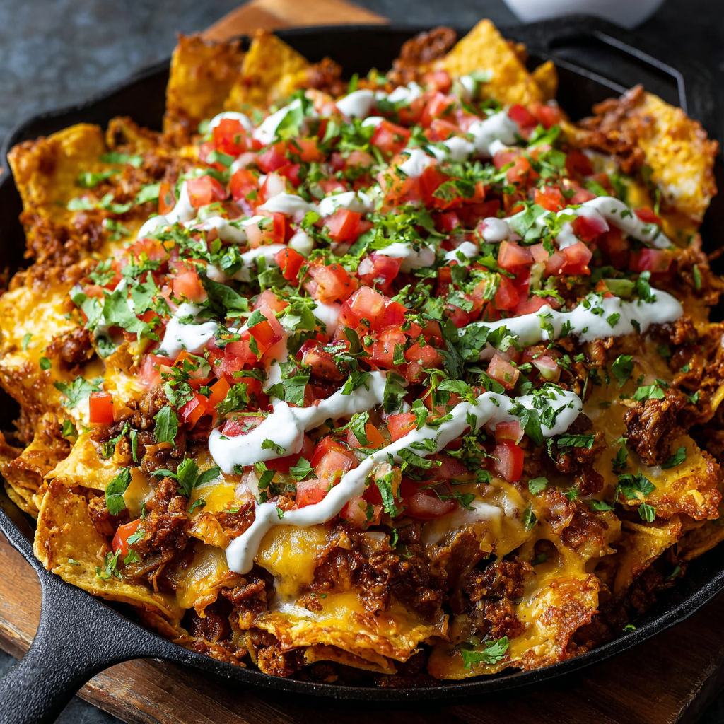 A delicious looking plate of nachos.