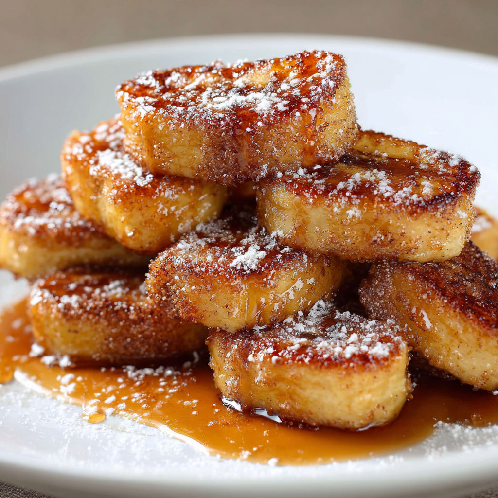 A stack of cinnamon bananas on a plate.