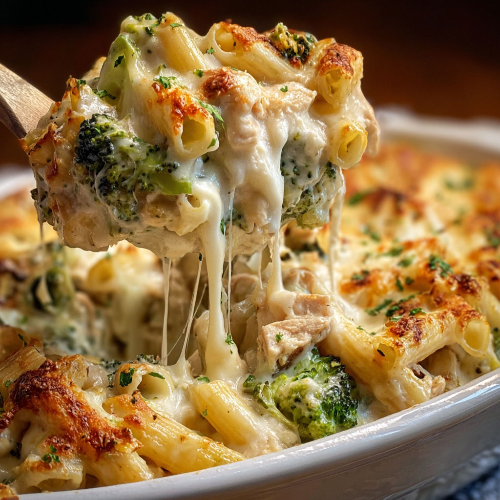 A delicious chicken and broccoli alfredo bake recipe.