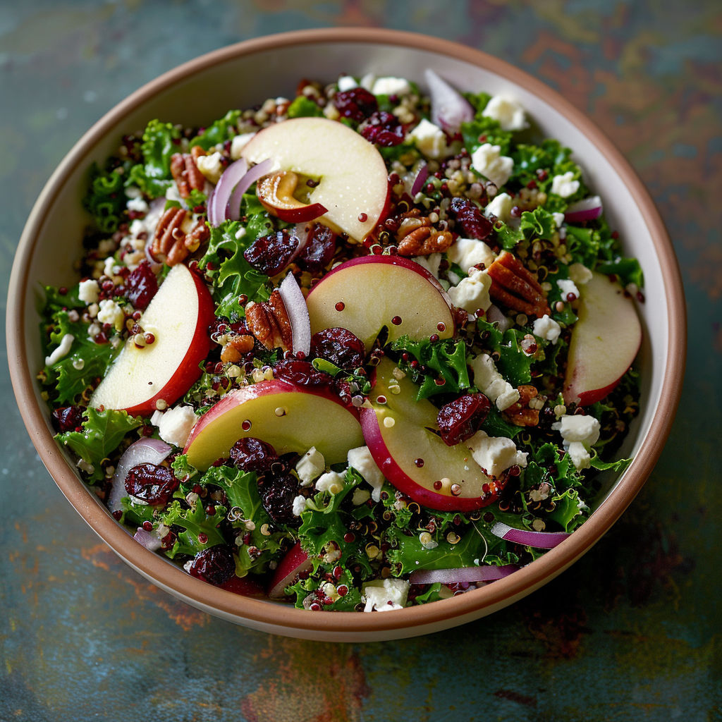 A bowl of Cranberry Apple Quinoa Salad.