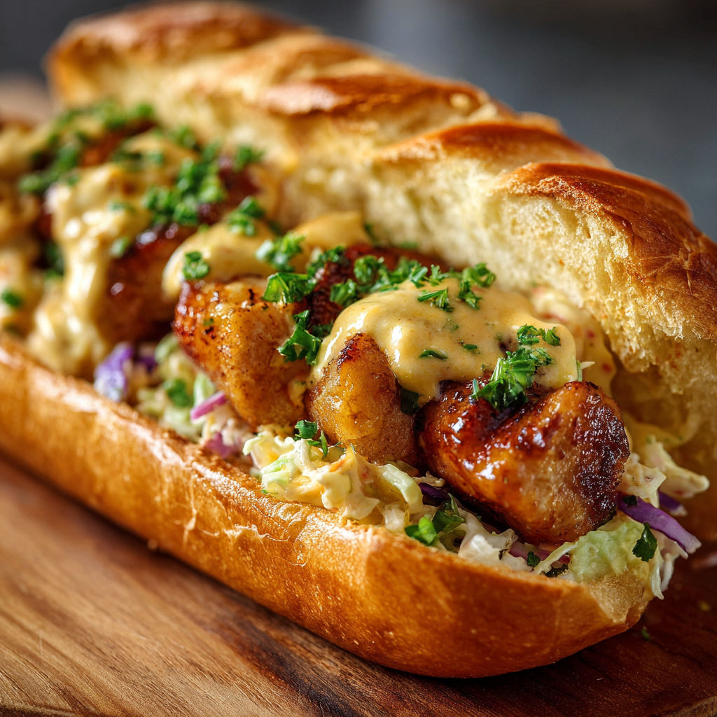 A sandwich with meat and vegetables.