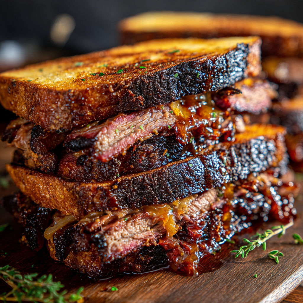 A stack of sandwiches with meat and cheese.
