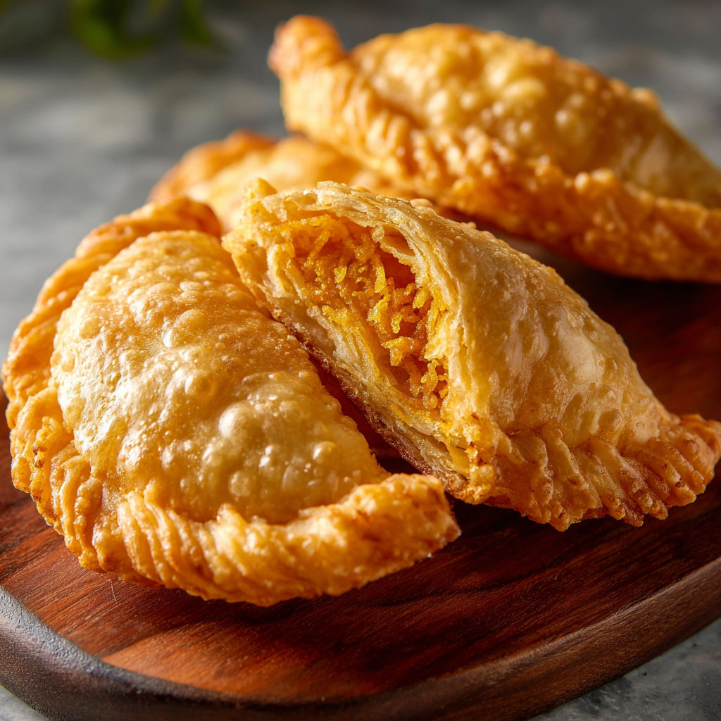 A plate of food with a pastry on it.