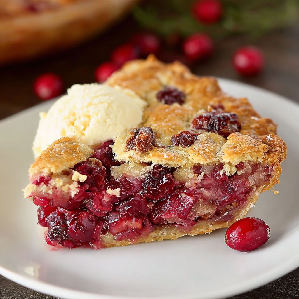 A slice of Nantucket Holiday Cranberry Pie.
