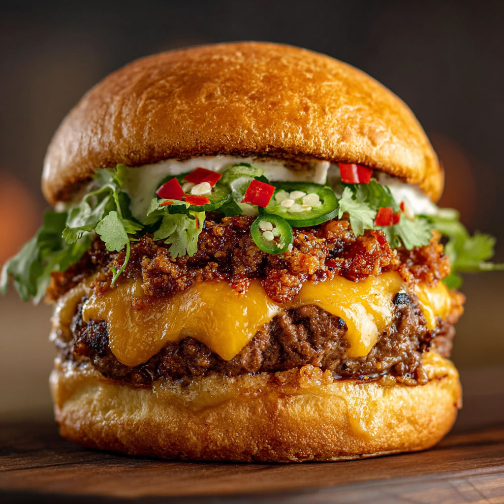 A Blazing Habanero Crunch Melt Volcano Burger.
