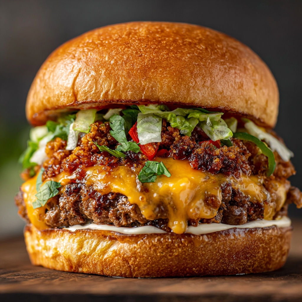 A close up of a burger with lettuce and tomato.