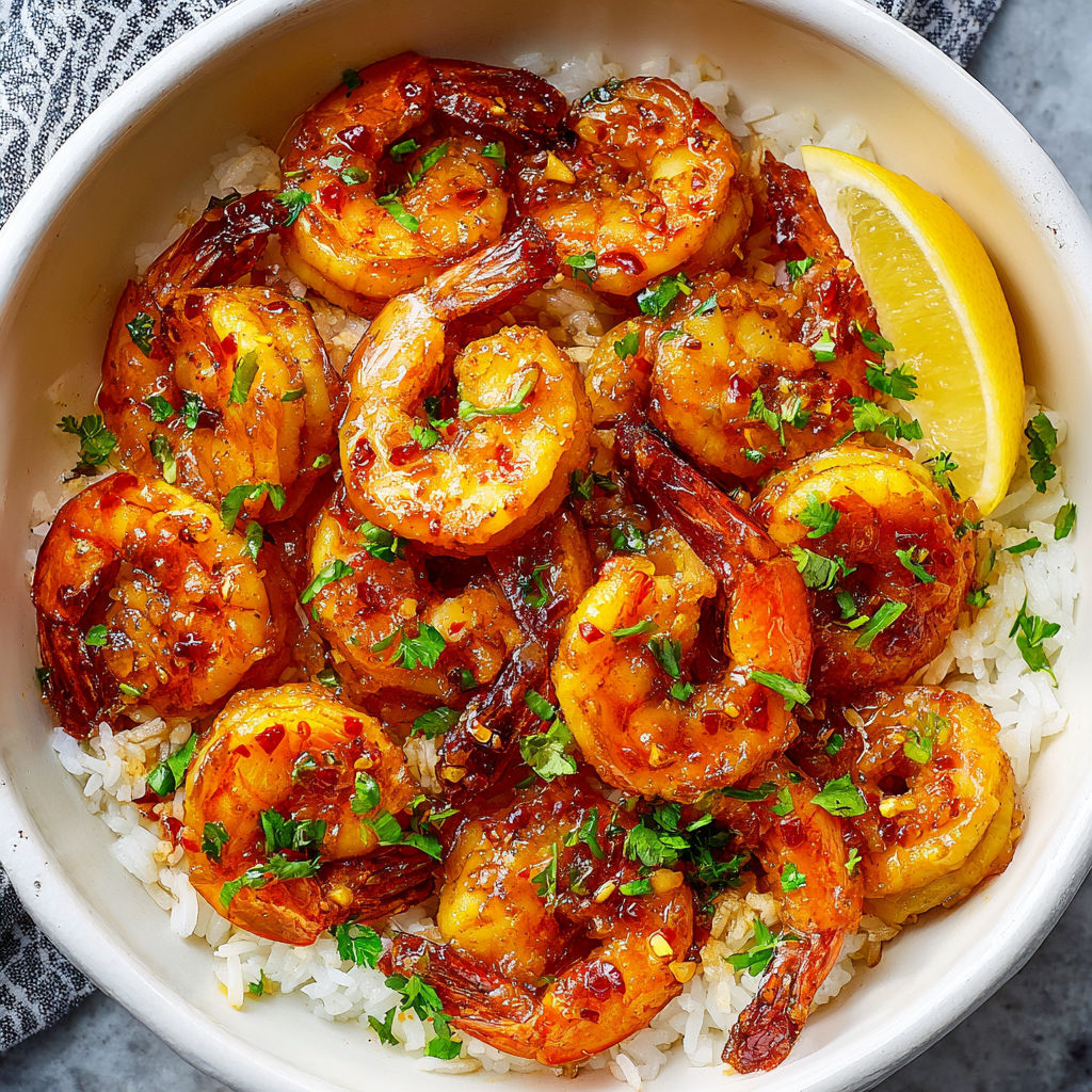 A bowl of shrimp and rice.