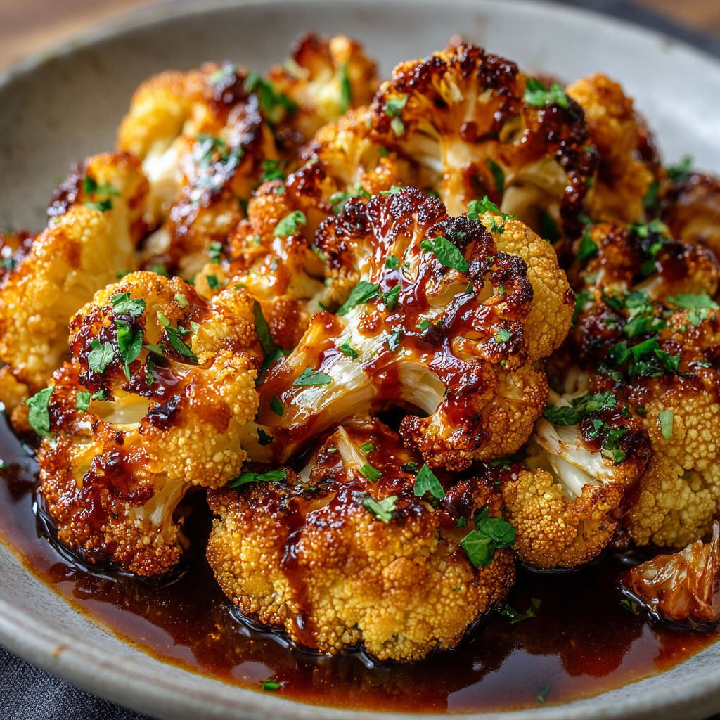 A bowl of cooked cauliflower with a brown sauce.