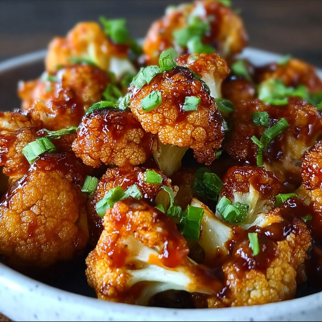 A bowl of food with cauliflower and sauce.