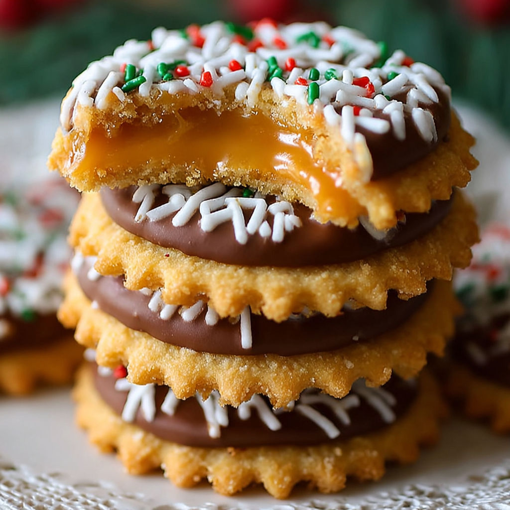 A stack of chocolate chip cookies with white icing.