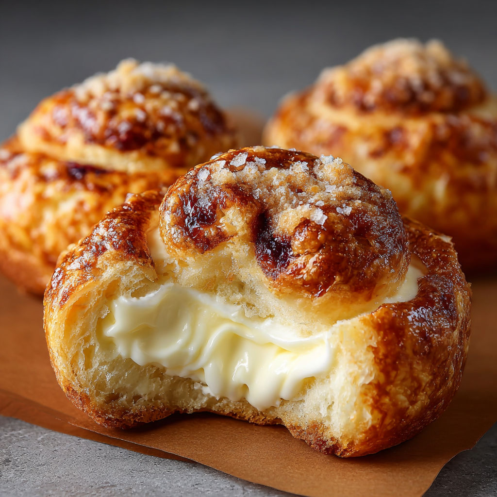 Three Danish carnival buns with vanilla cheesecake delight.