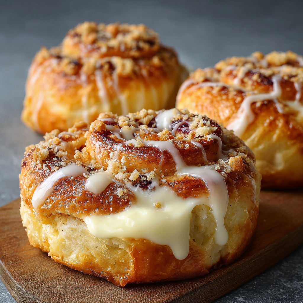 Three Danish Carnival Buns with Vanilla Cheesecake Delight.