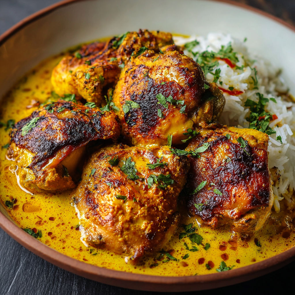 A bowl of food with rice and meat.