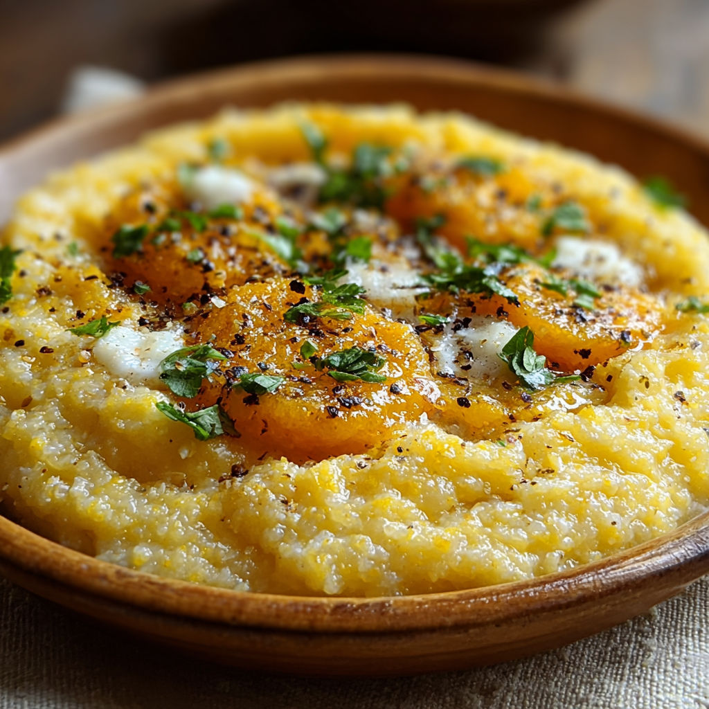 A bowl of peppery garlic polenta.