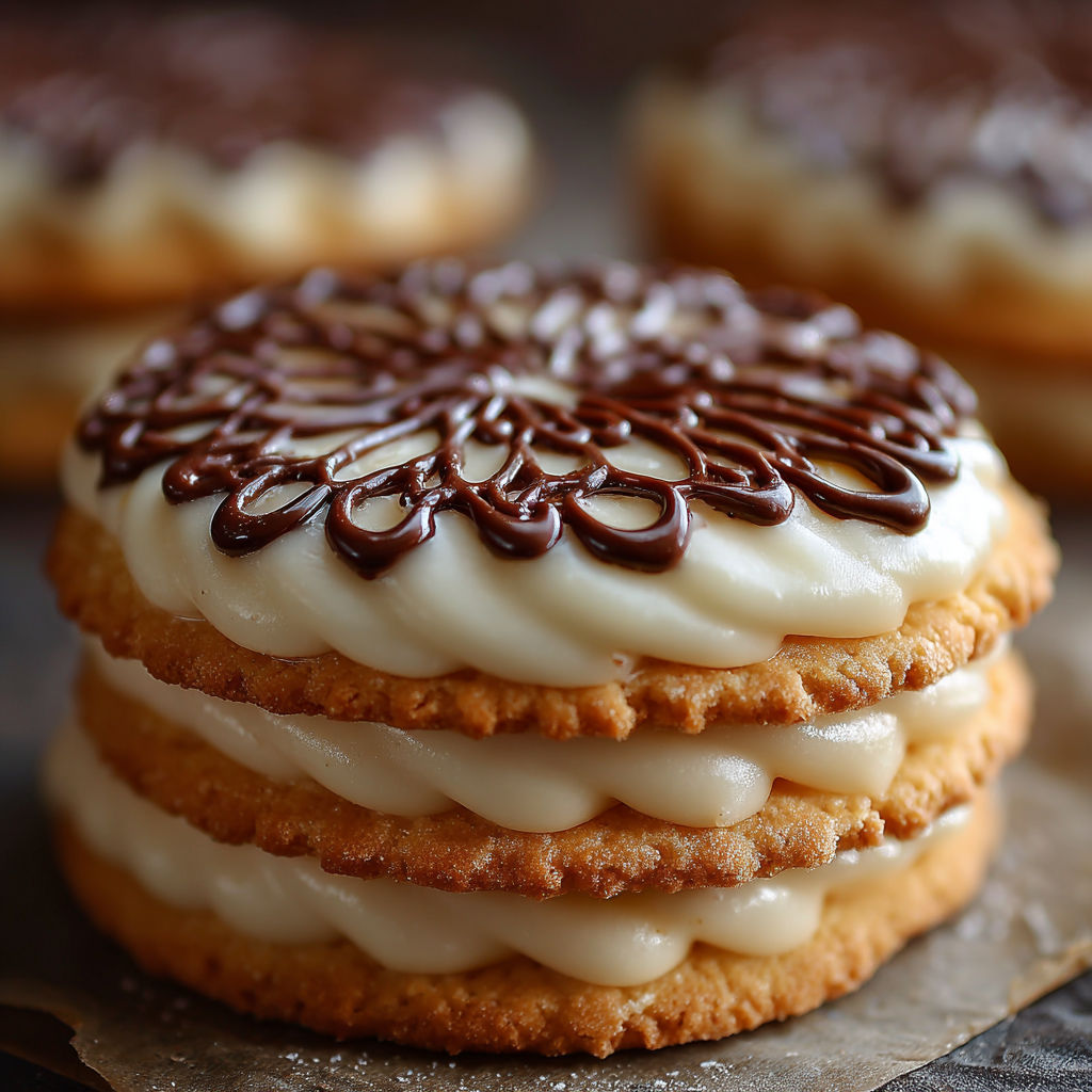 A stack of Boston Cream Pie cookies.