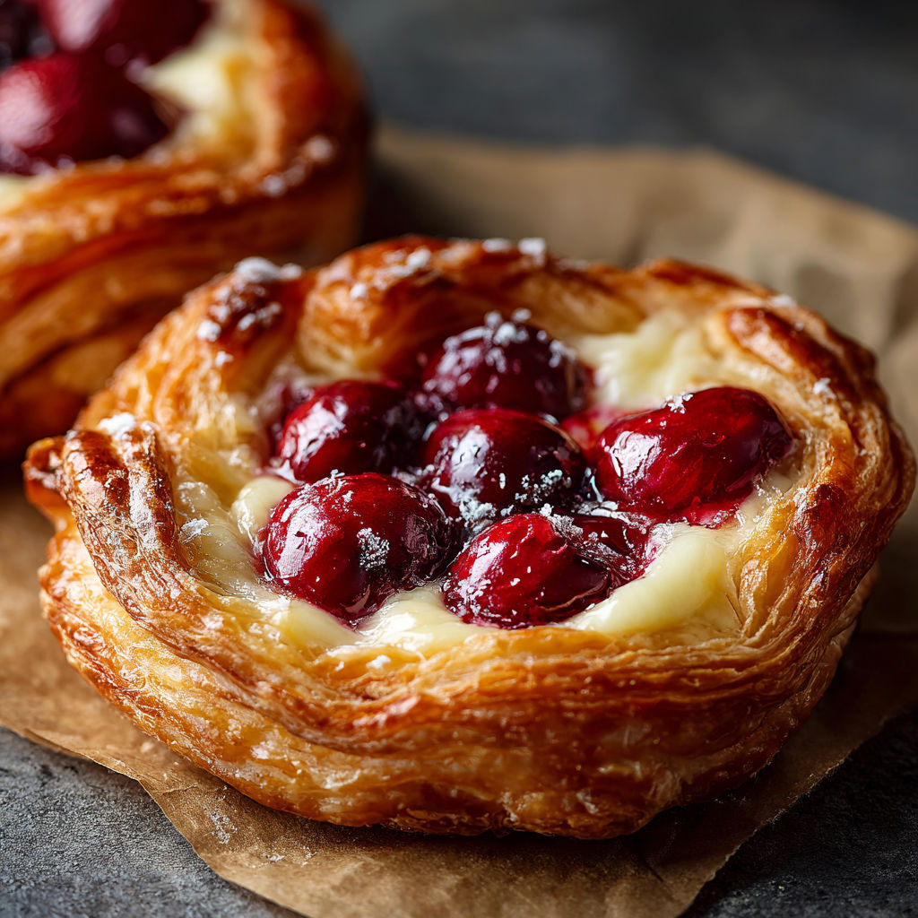A pastry with a cherry on top.