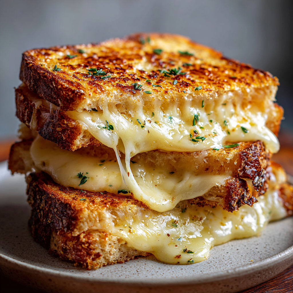A stack of grilled cheese sandwiches.