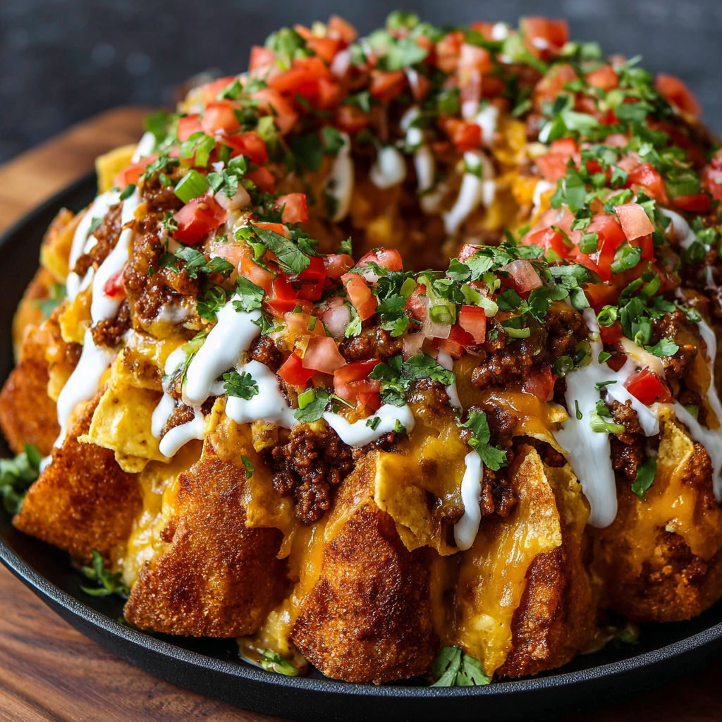 A delicious casserole with tomatoes, cheese, and chips.
