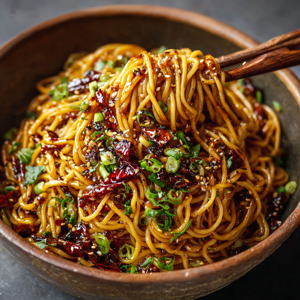 A bowl of noodles with vegetables.