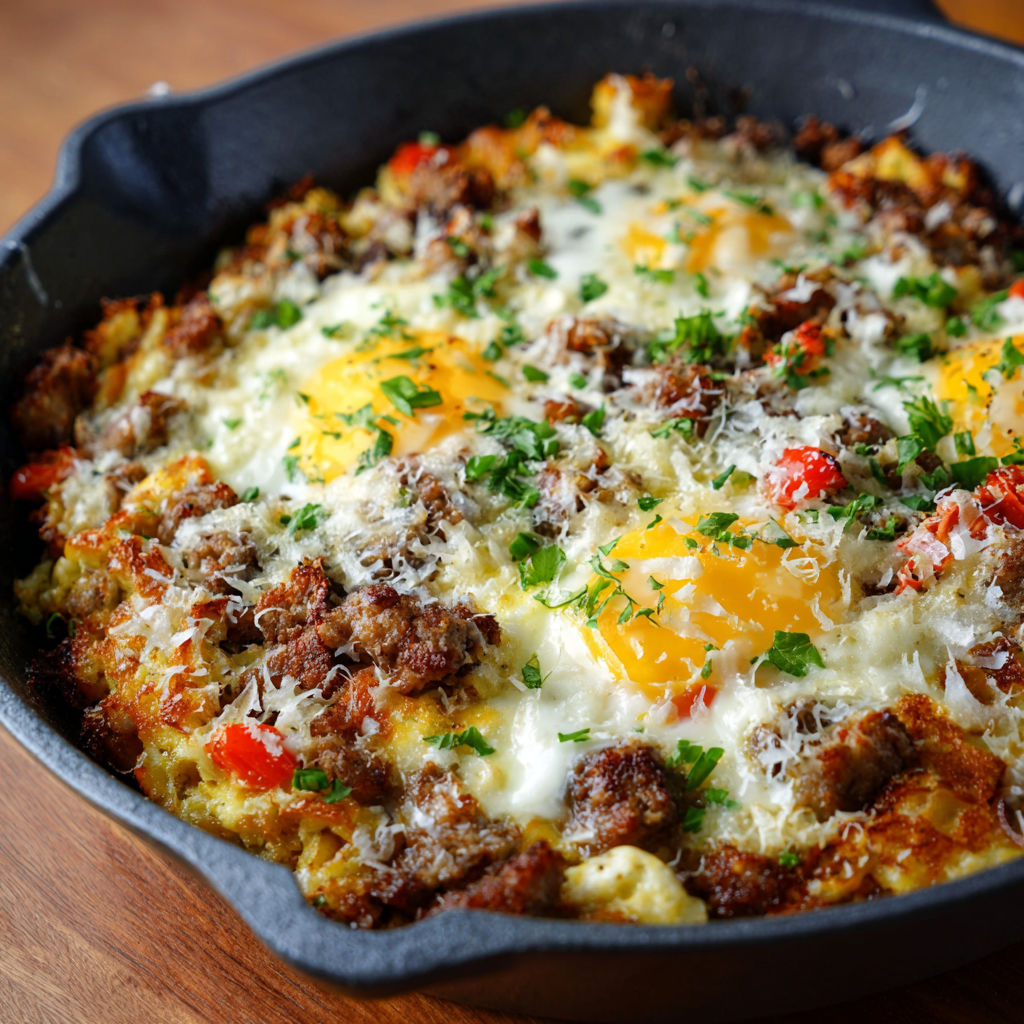 A close up of a delicious looking breakfast dish.